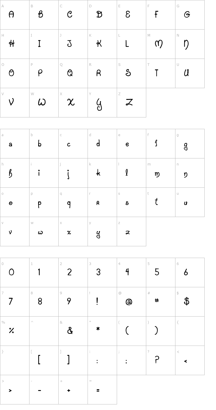 Character Map JI Starfish Font