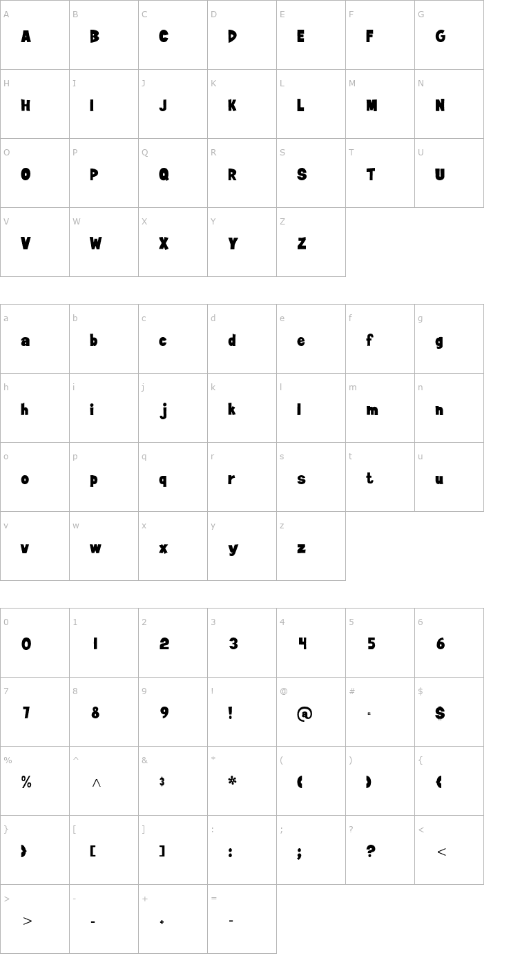 Character Map Jiffy Light Font