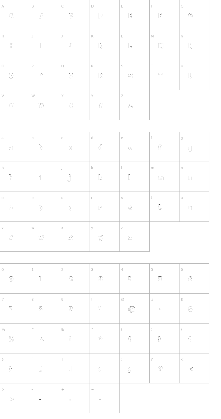 Character Map JiffyOutline Font