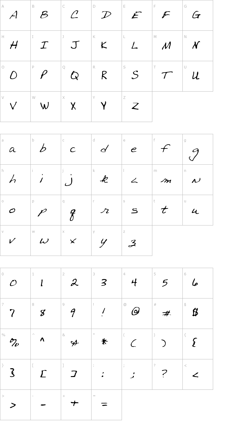 Character Map Jimbo Regular Font