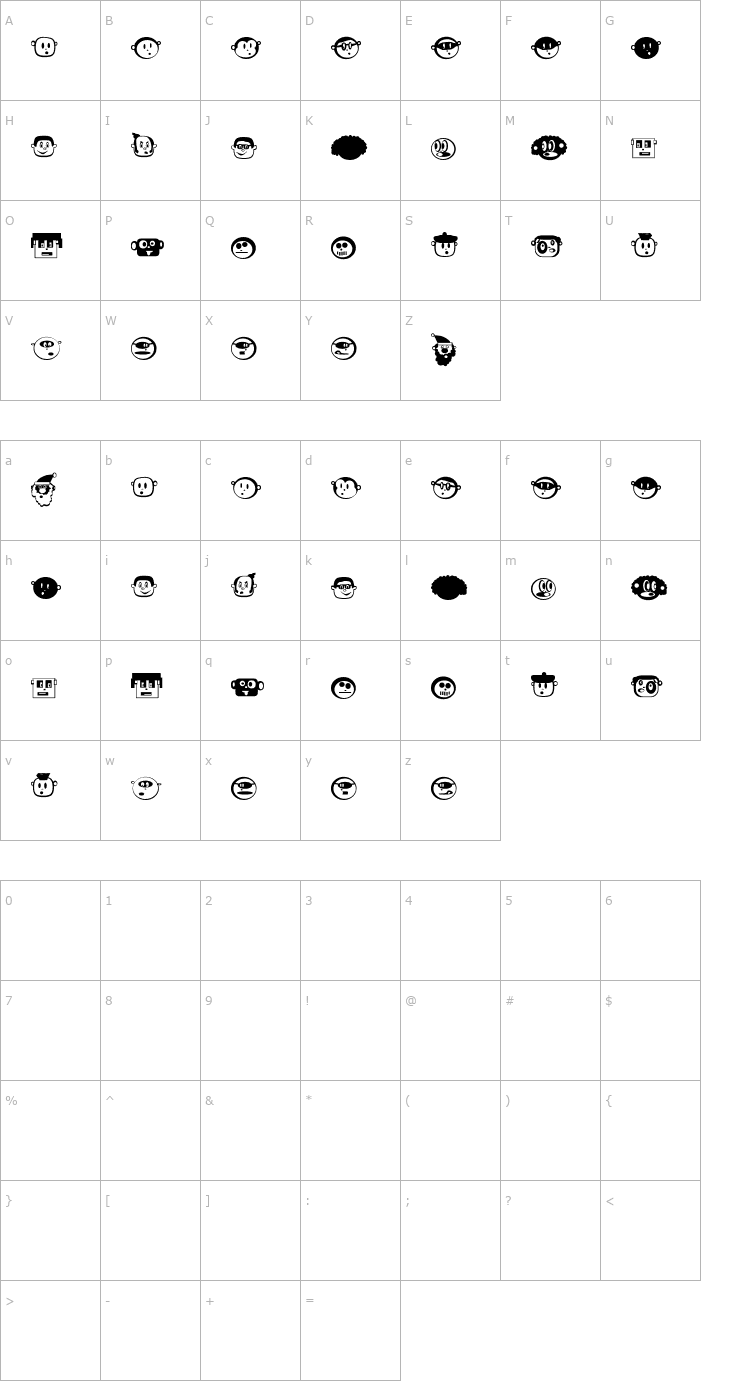 Character Map Jinchi 1 Font