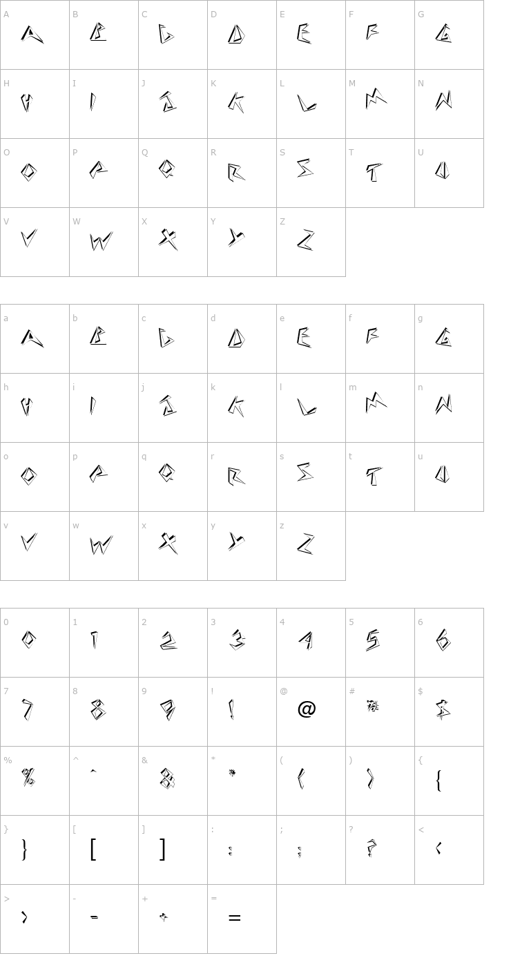 Character Map Jive Modern Font