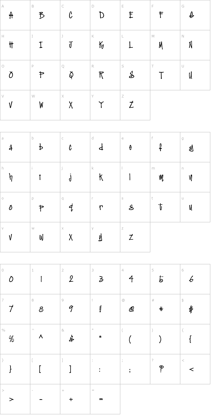 Character Map Jive Talk Bold Font