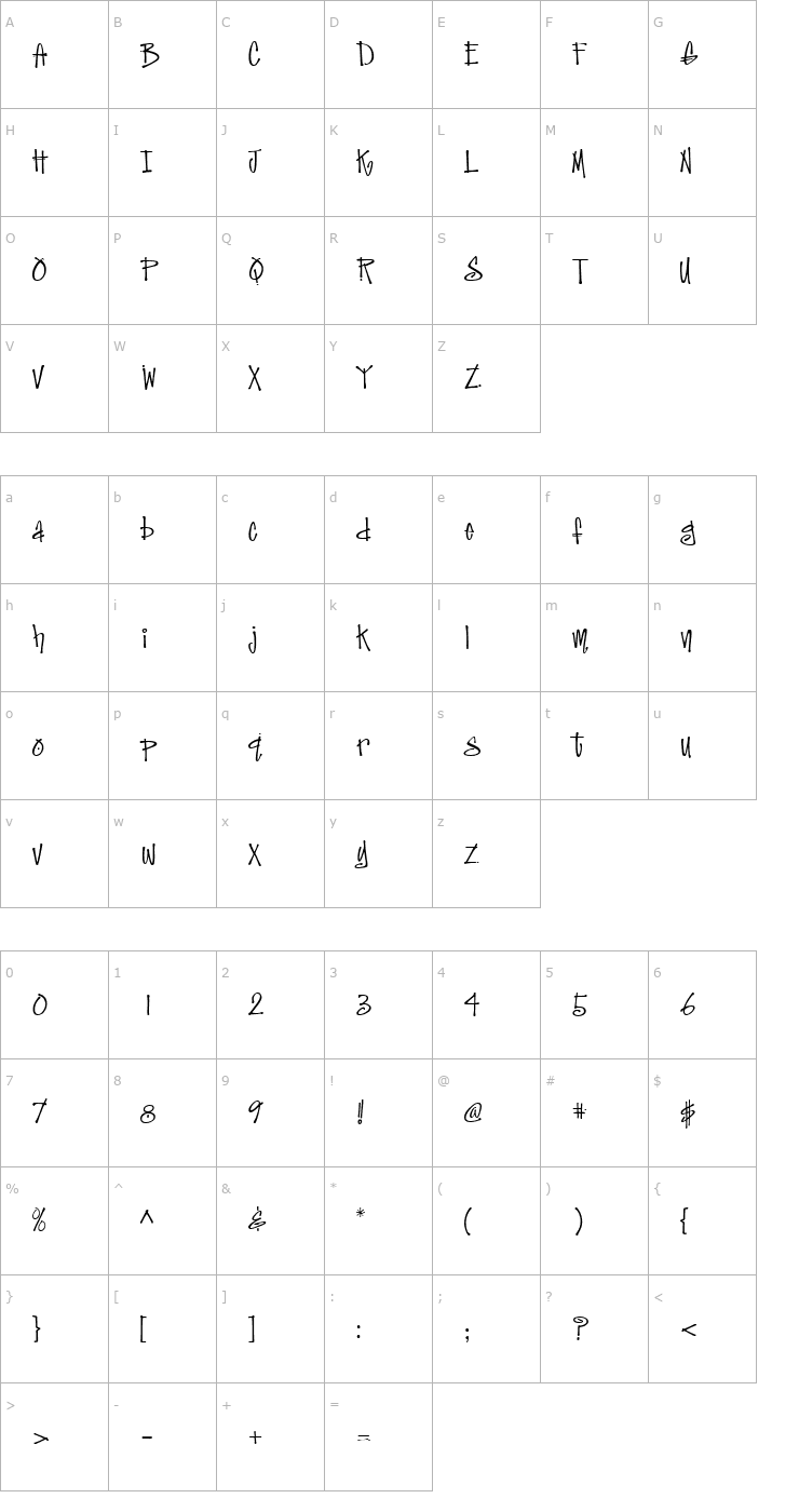 Character Map Jive Talk Font