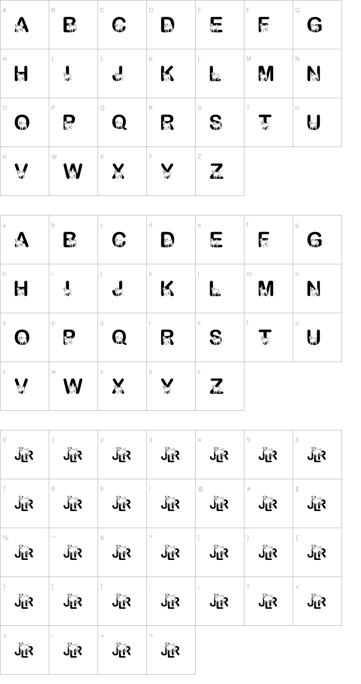 Character Map JLR Doggon! Font