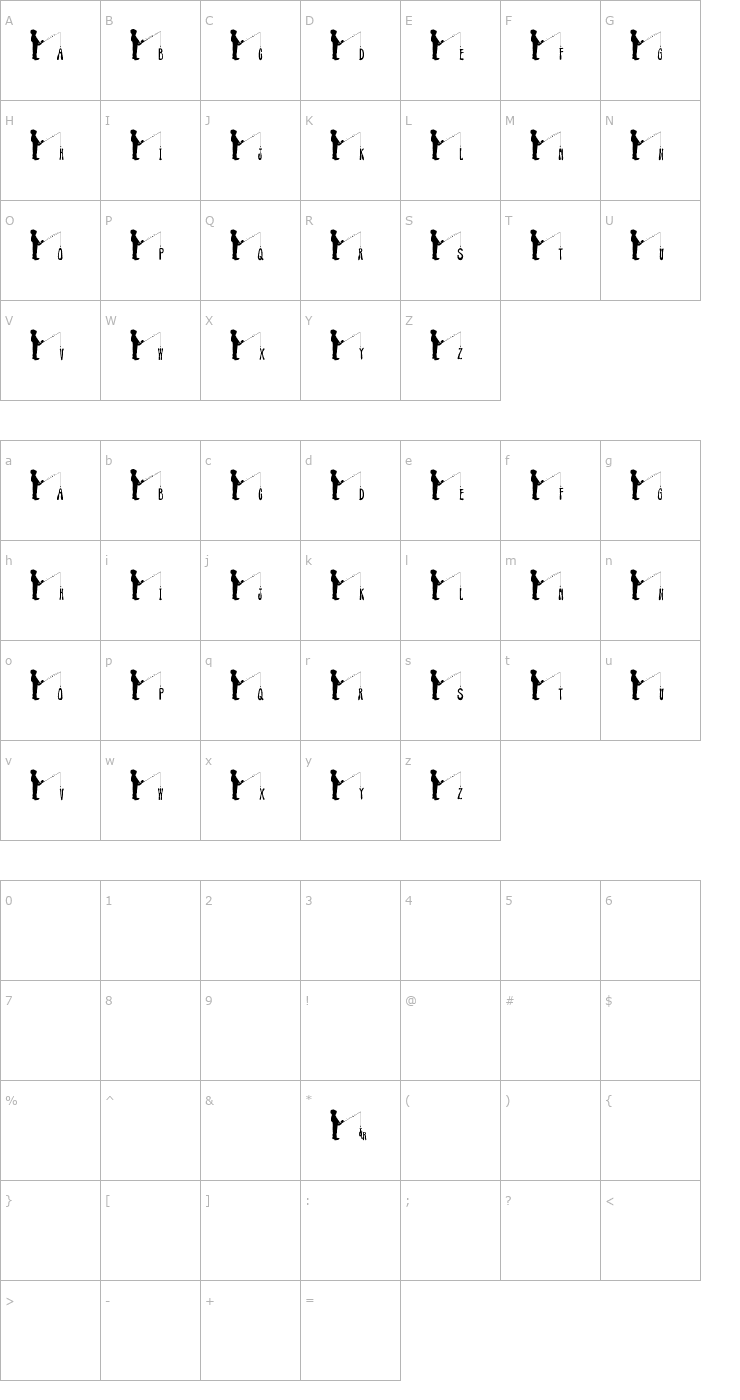 Character Map JLR Fishin' Hole Font