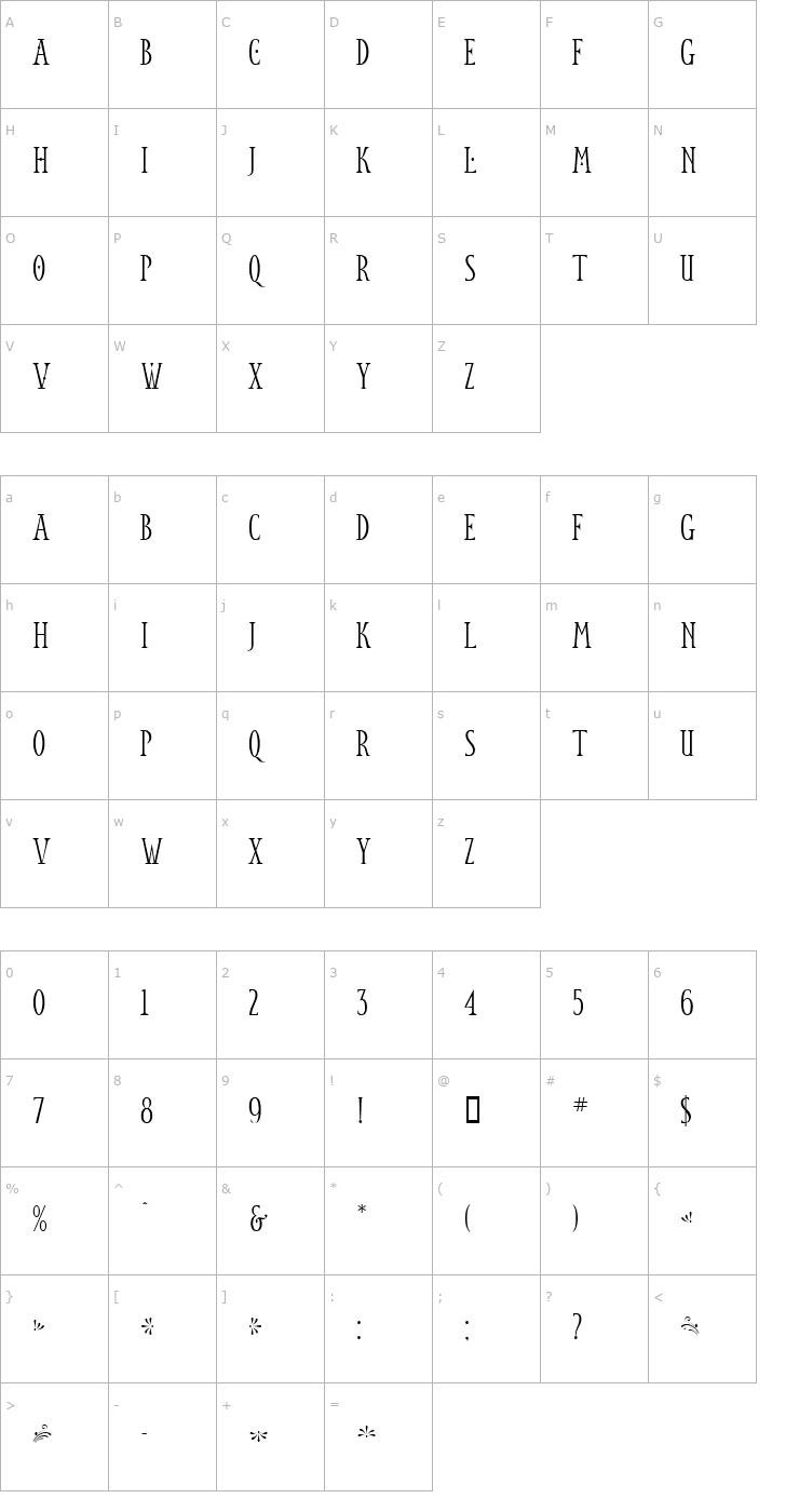 Character Map JM Libris Light Font