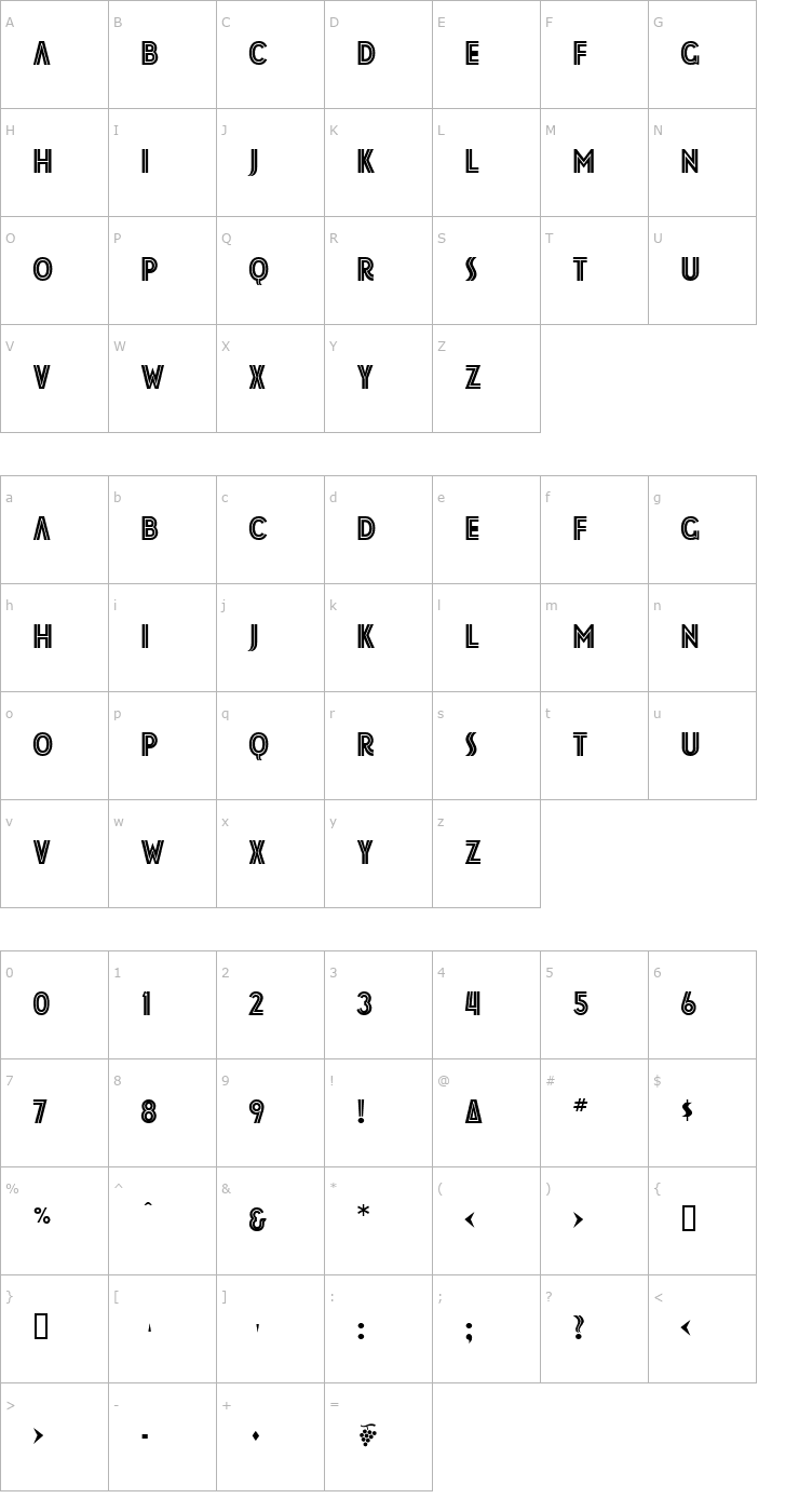 Character Map JM Poster Inline Font