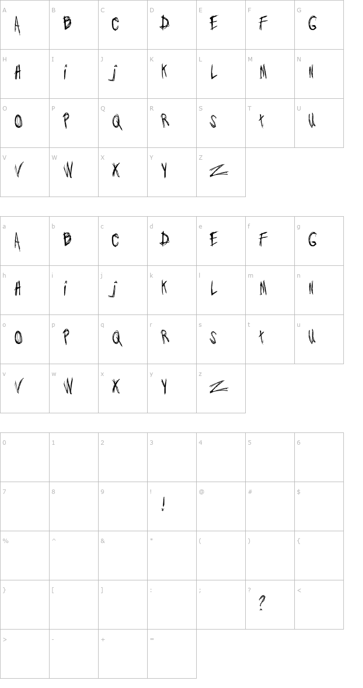 Character Map Jo wrote a lovesong Font