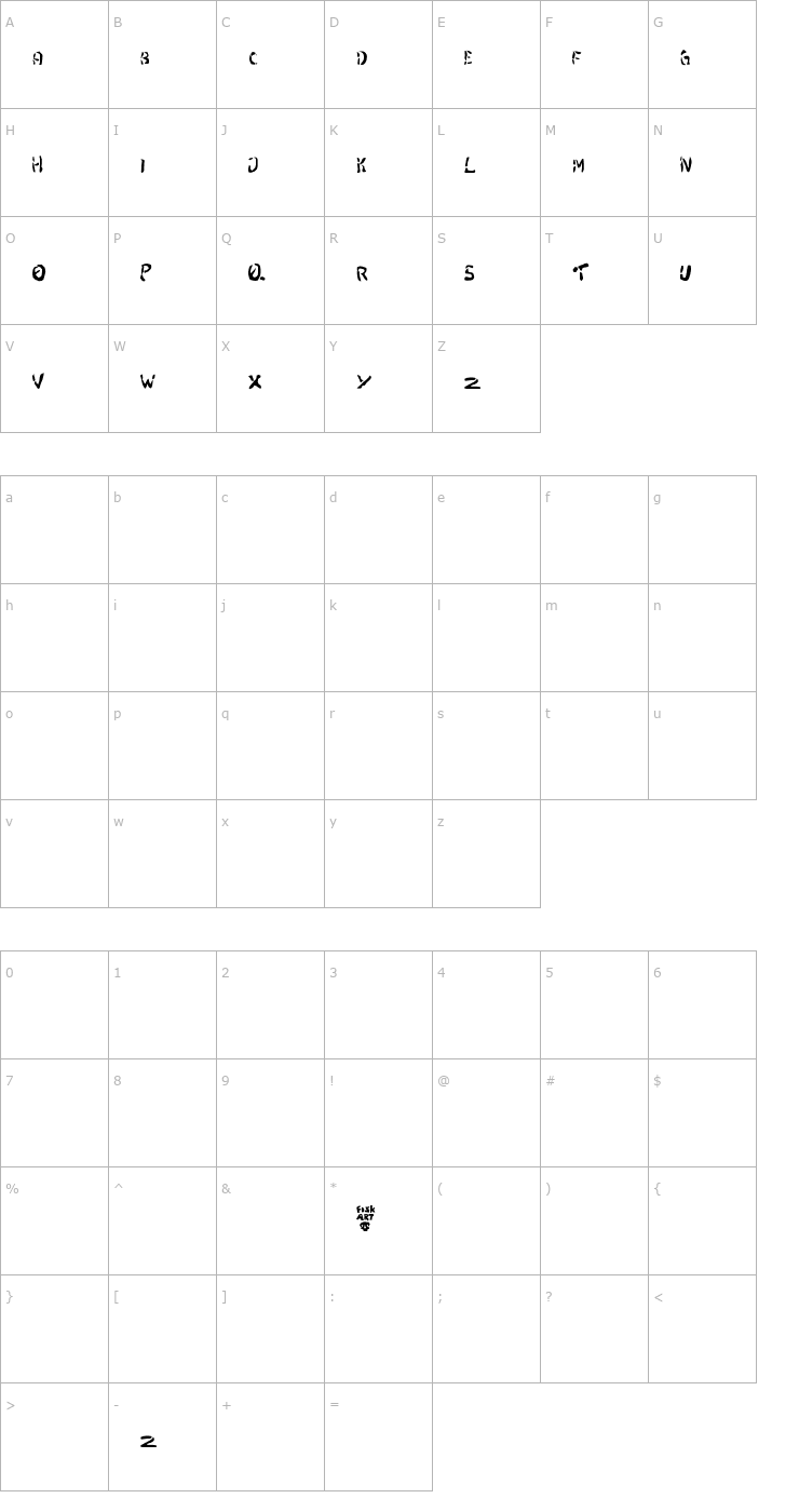 Character Map Joachim Kroll Font