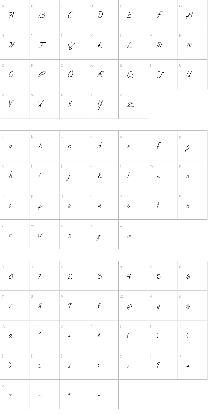 Character Map Joe Font