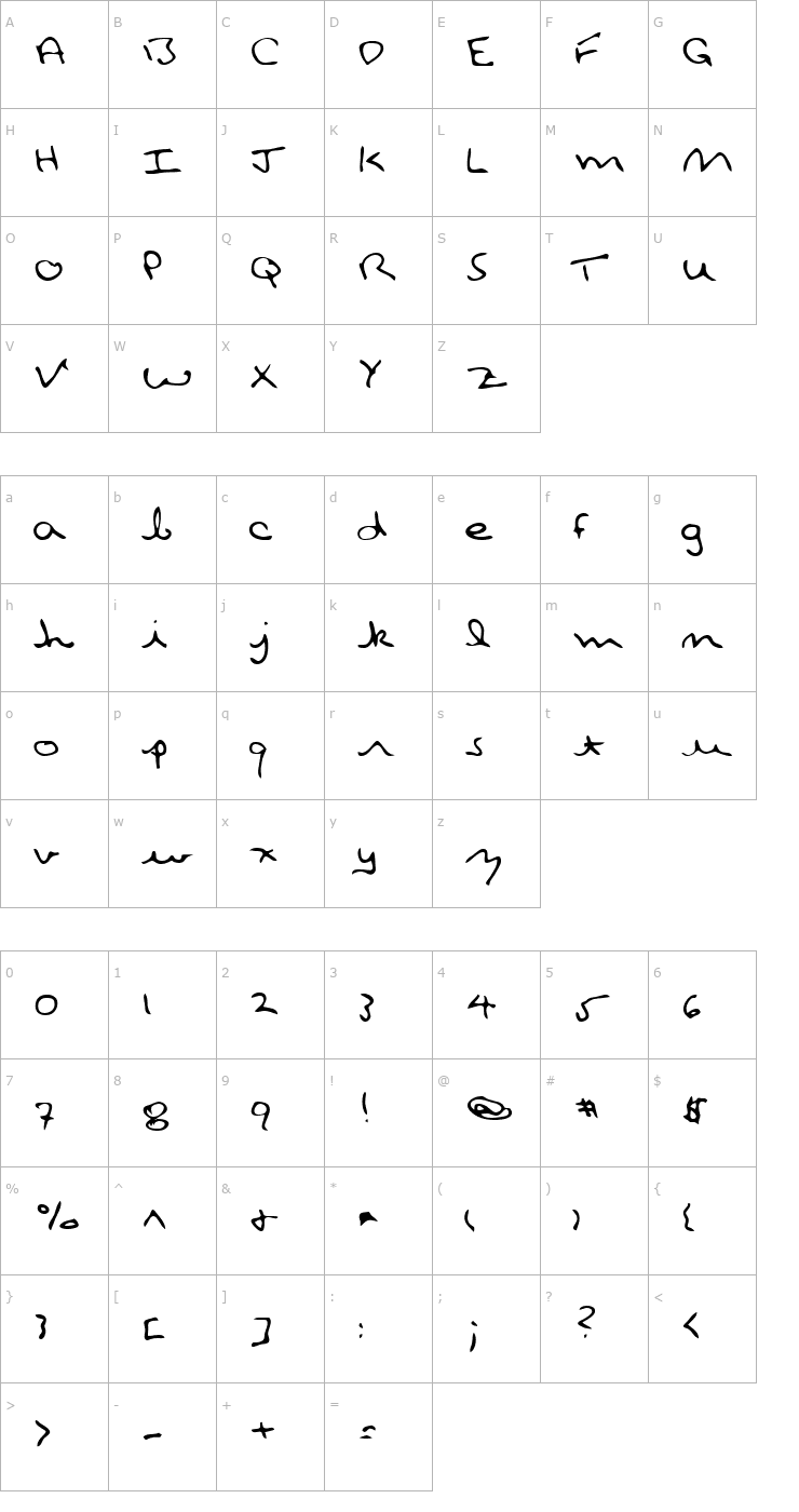 Character Map Joel Regular Font