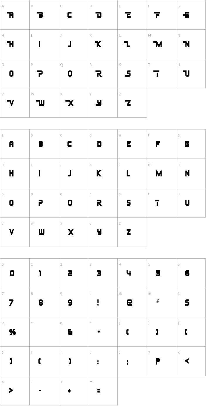 Character Map Johnny Fever Font