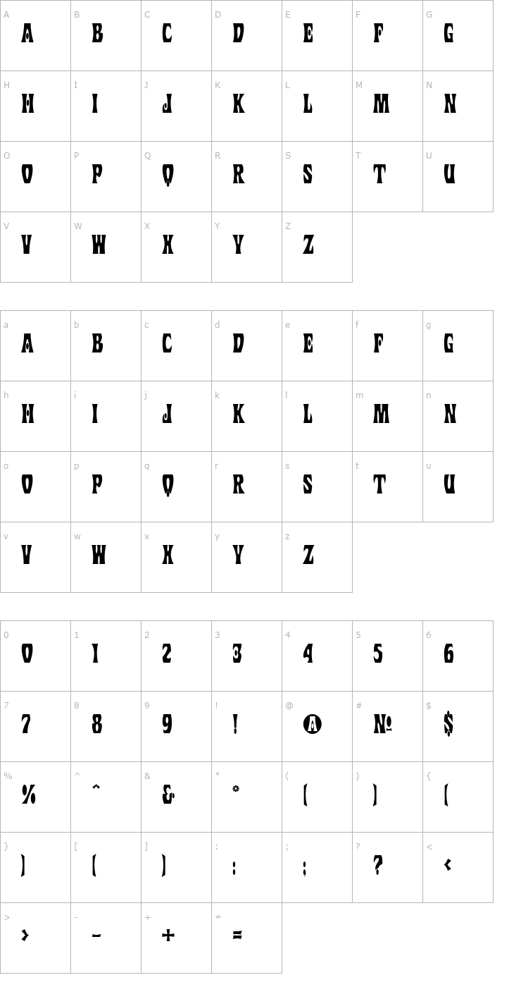 Character Map Johnny Font