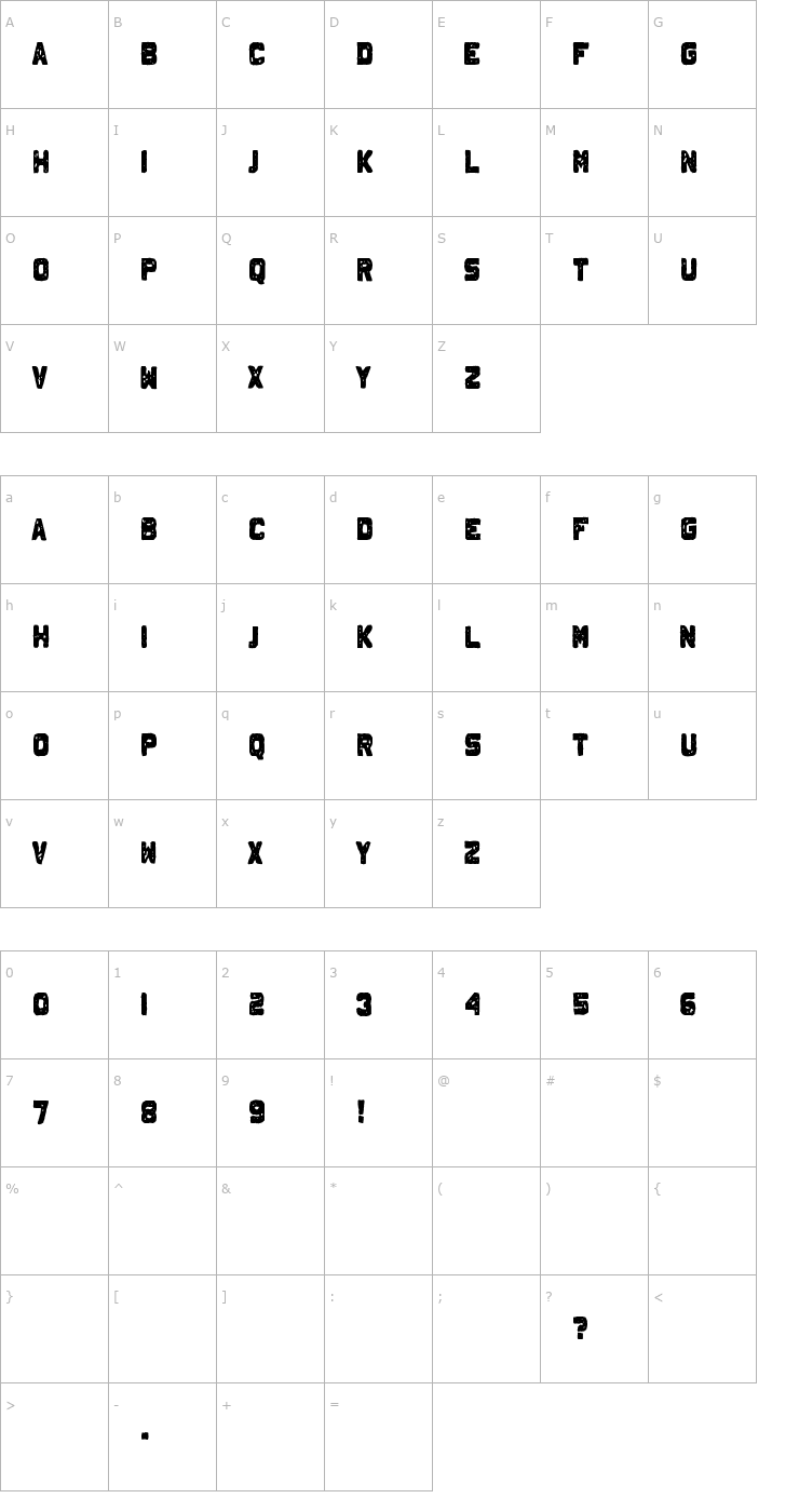 Character Map Johnny Homicide Font