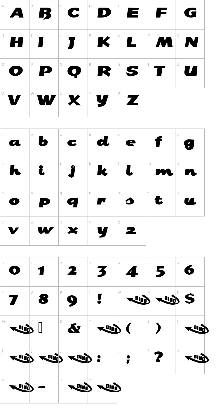 Character Map JoJo Font