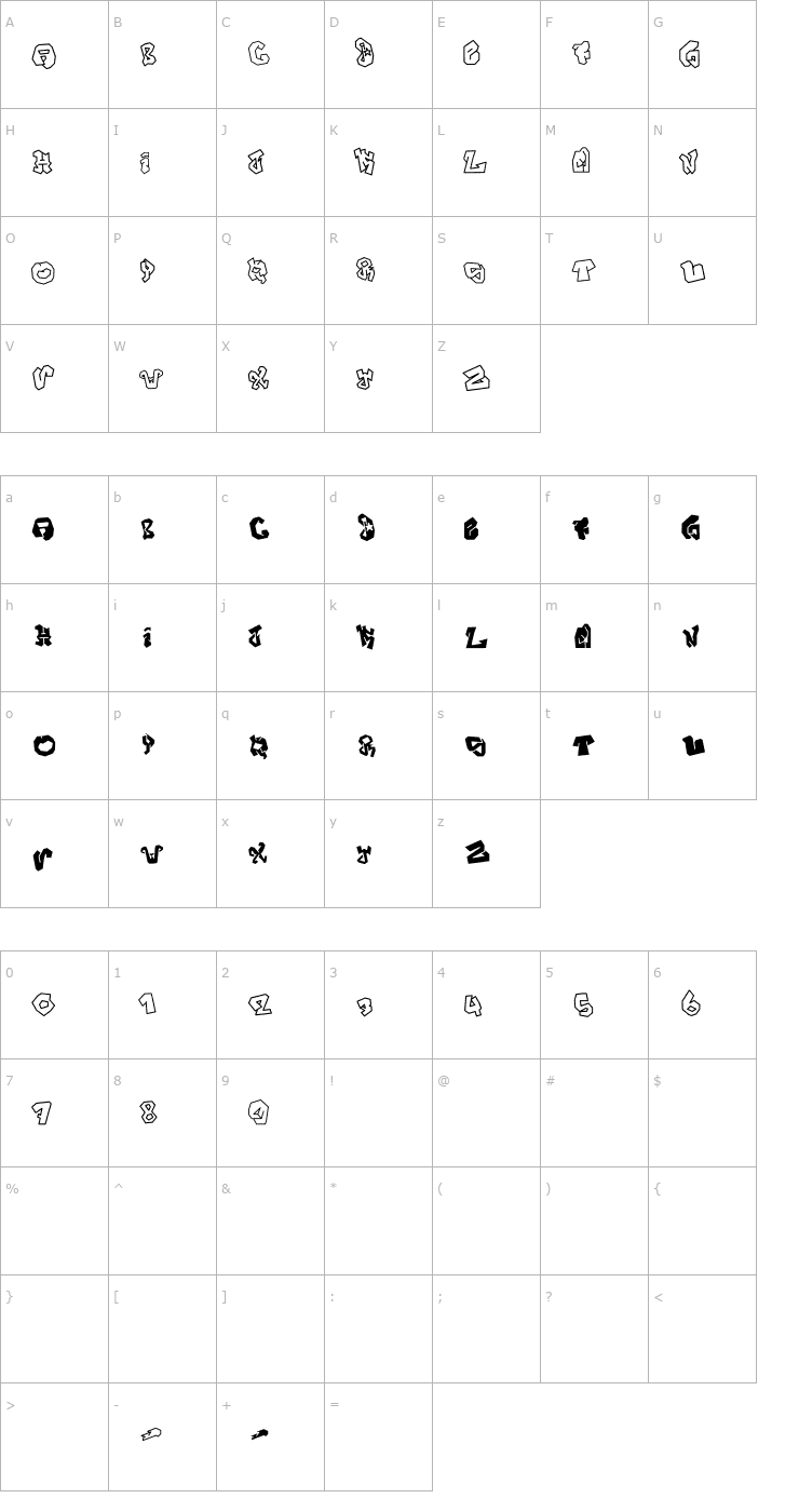Character Map JOKER SIZE Font