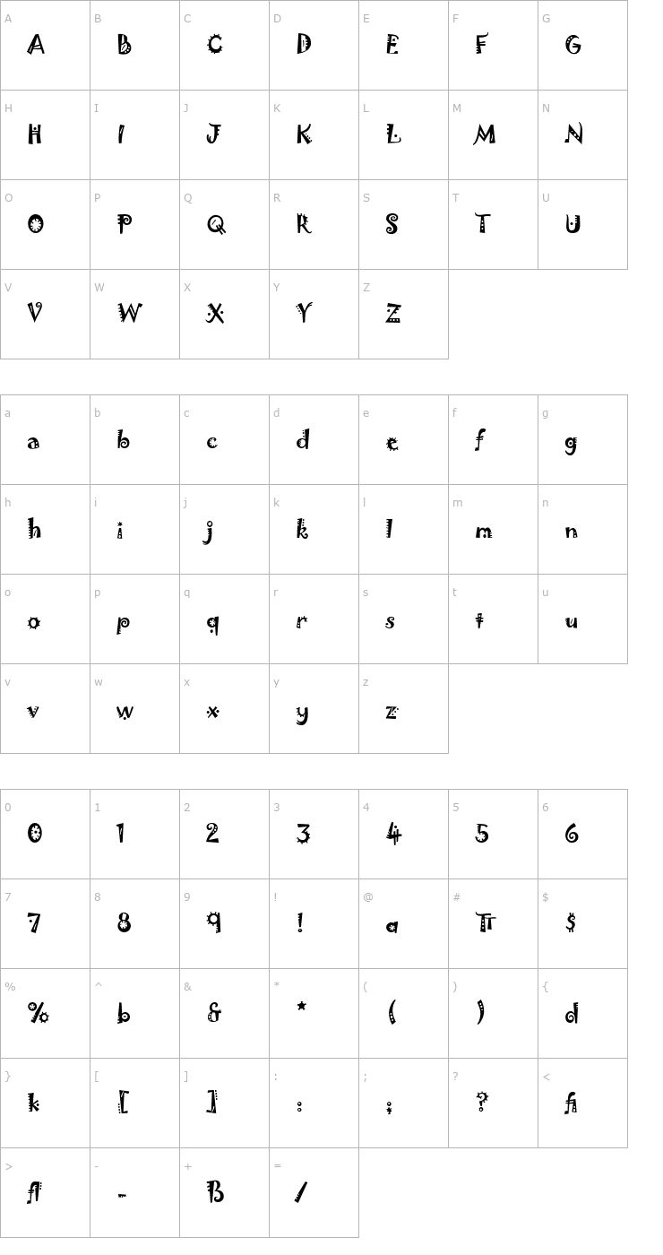 Character Map Jokerman LET Plain1.0 Font