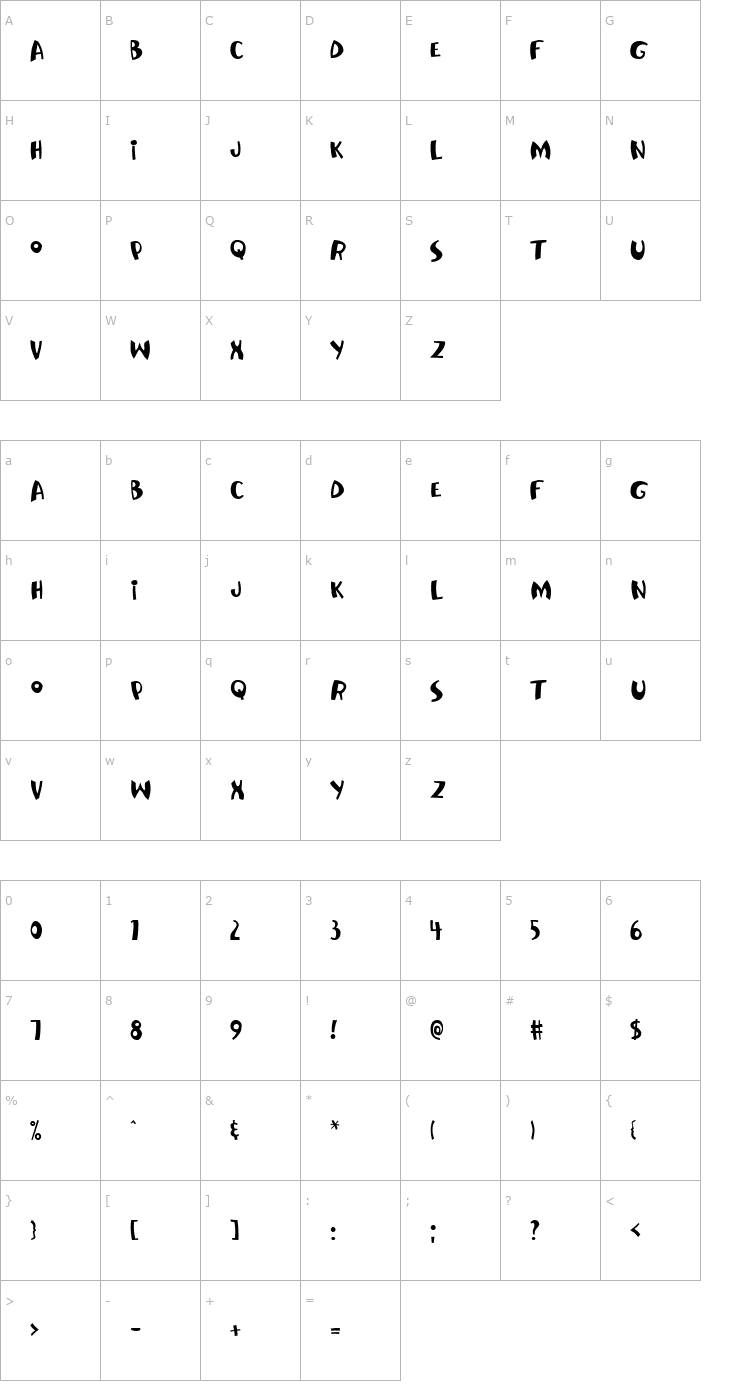 Character Map JollyJack Font