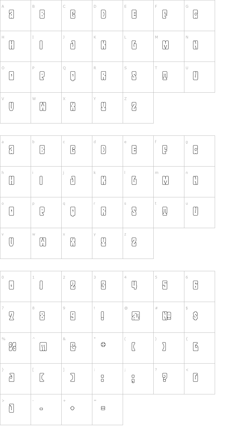 Character Map Jonah White Font