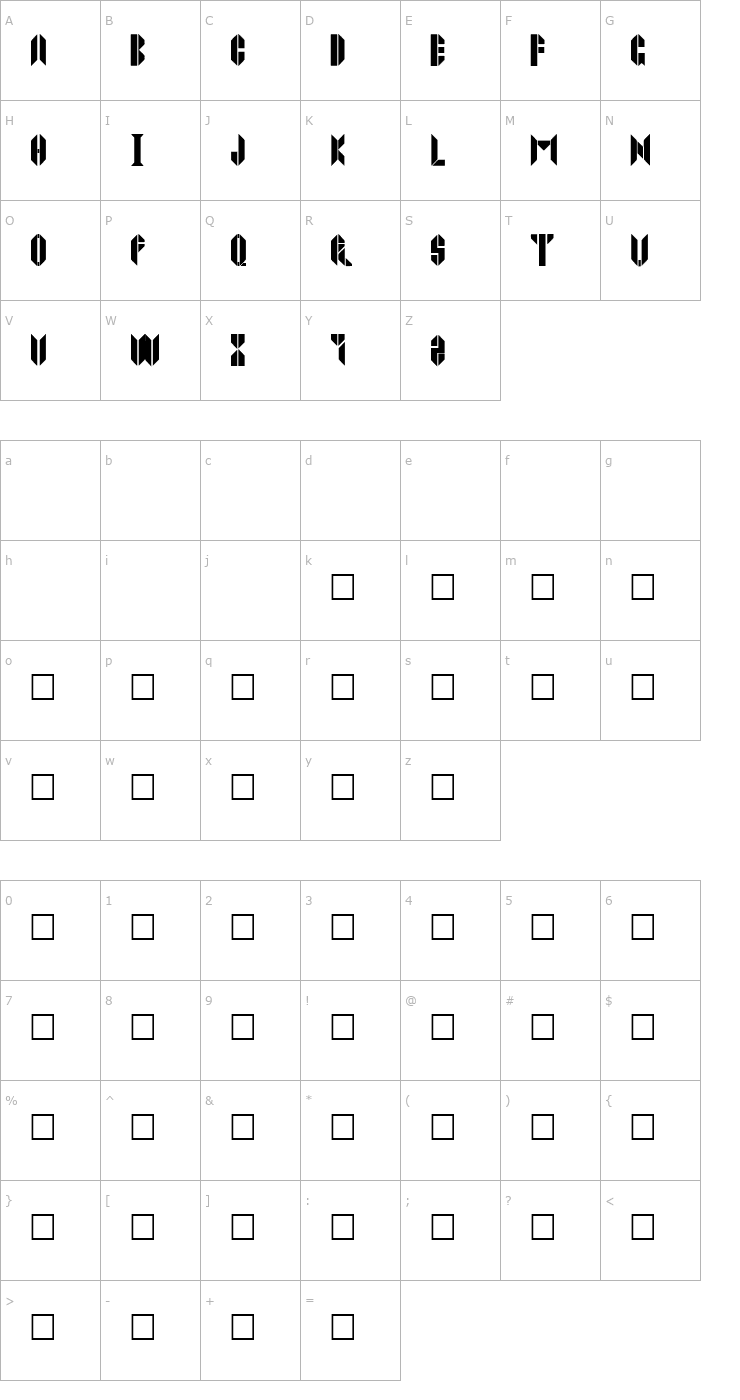 Character Map JOPPATOWNE Font