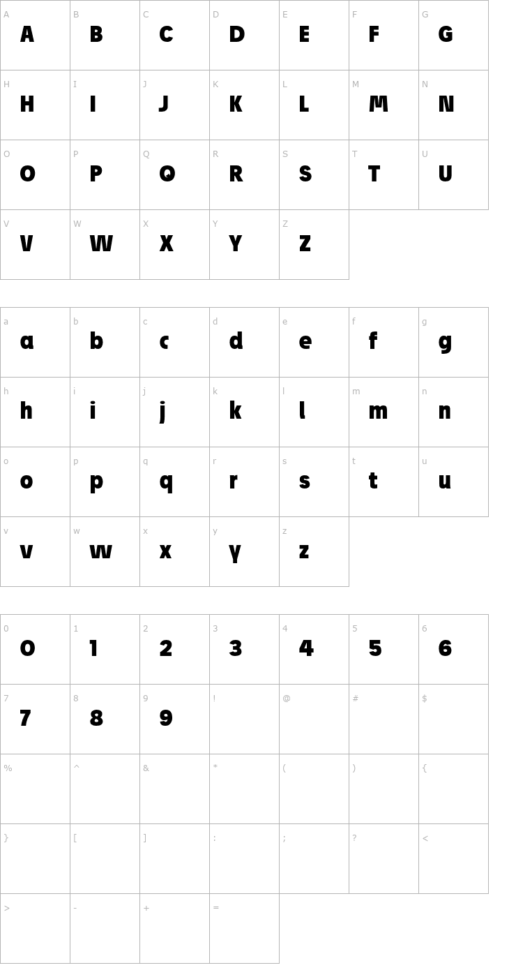 Character Map Josef Pro Bold Black Font