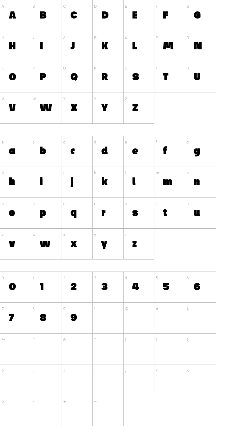 Character Map Josef Pro Bold Ultra Font