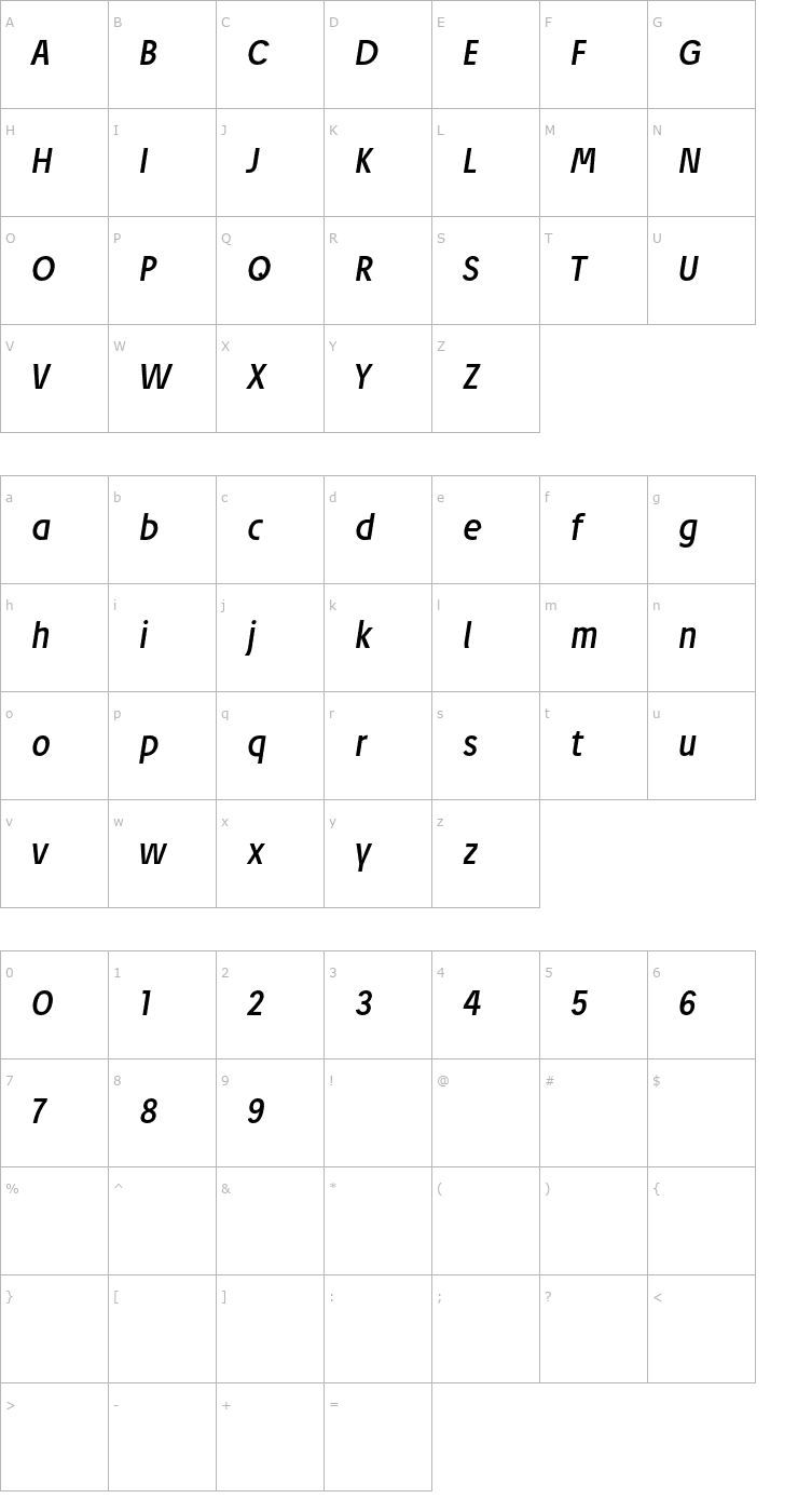 Character Map Josef Pro Italic Font