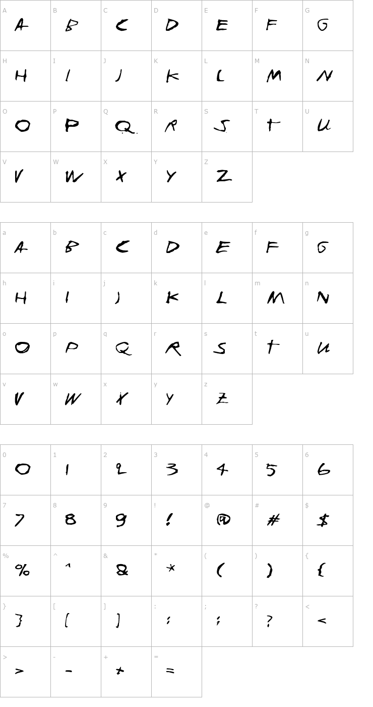 Character Map Joskus Ei Font