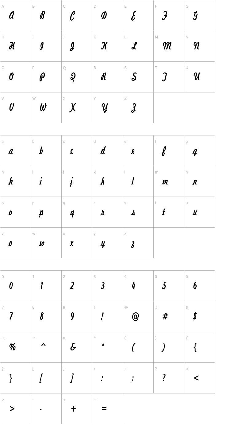 Character Map Jott 43 Thin Bold Font