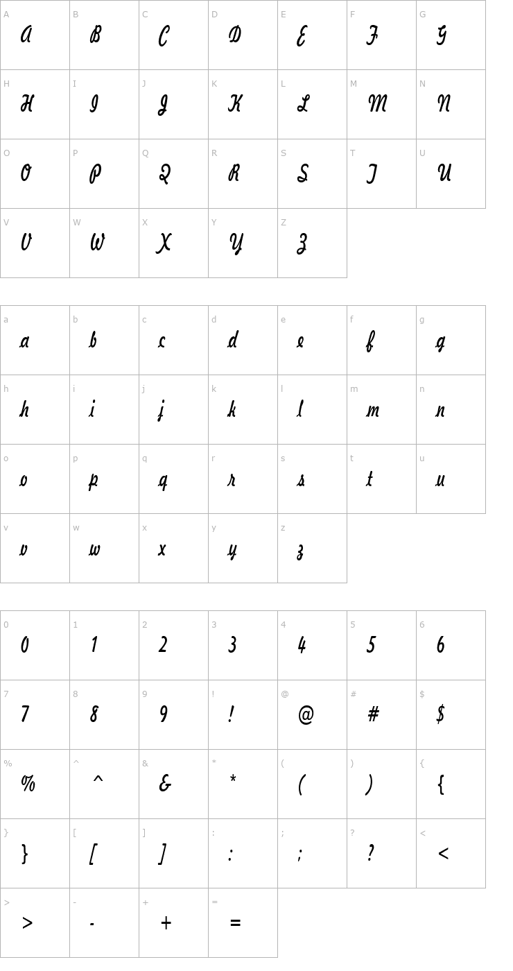 Character Map Jott 43 Thin Normal Font