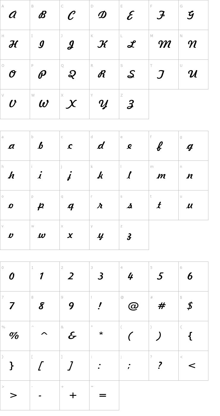 Character Map Jott 43 Wide Normal Font