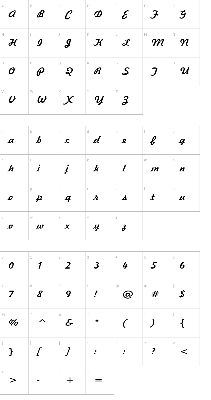 Character Map Jott 44 Wide Normal Font