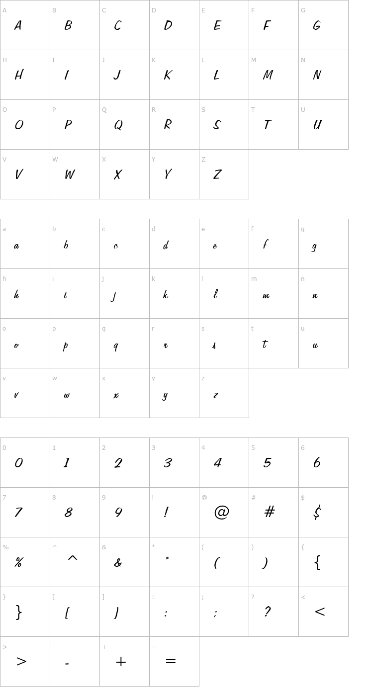 Character Map Jott 45 Normal Font