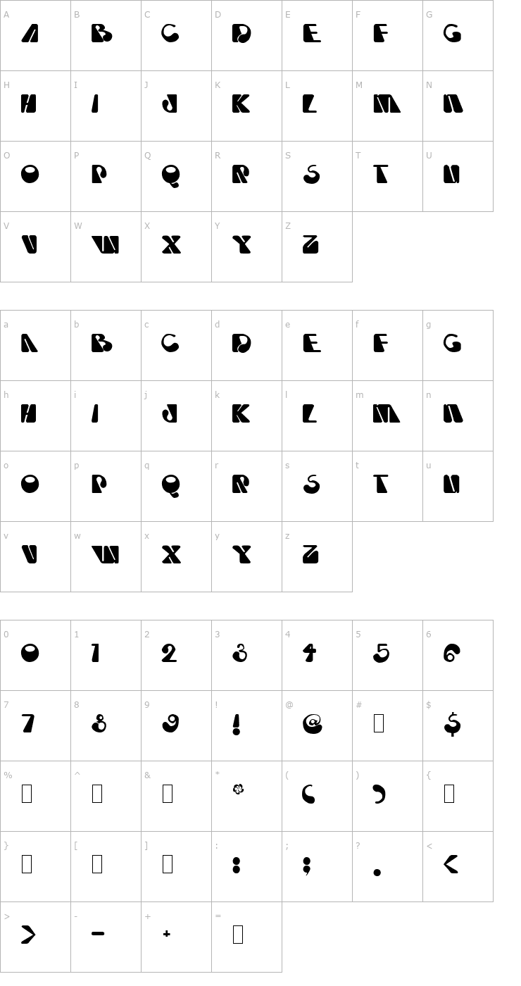 Character Map Jovem Font