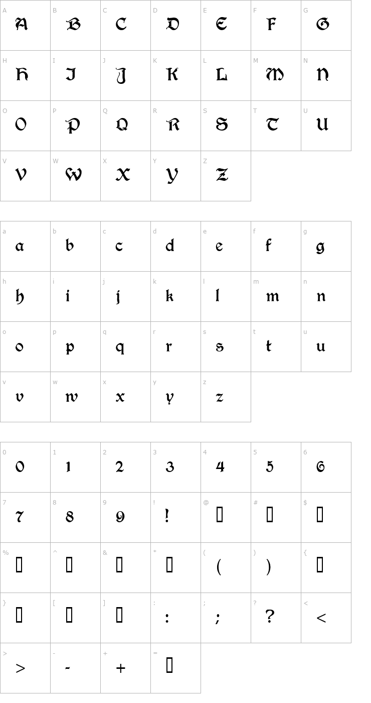 Character Map Joyeuse Font