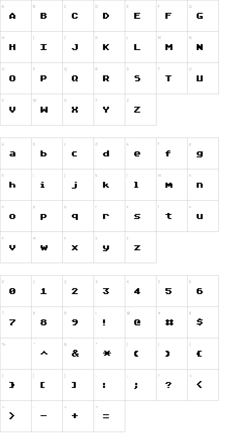Character Map Joystik Font