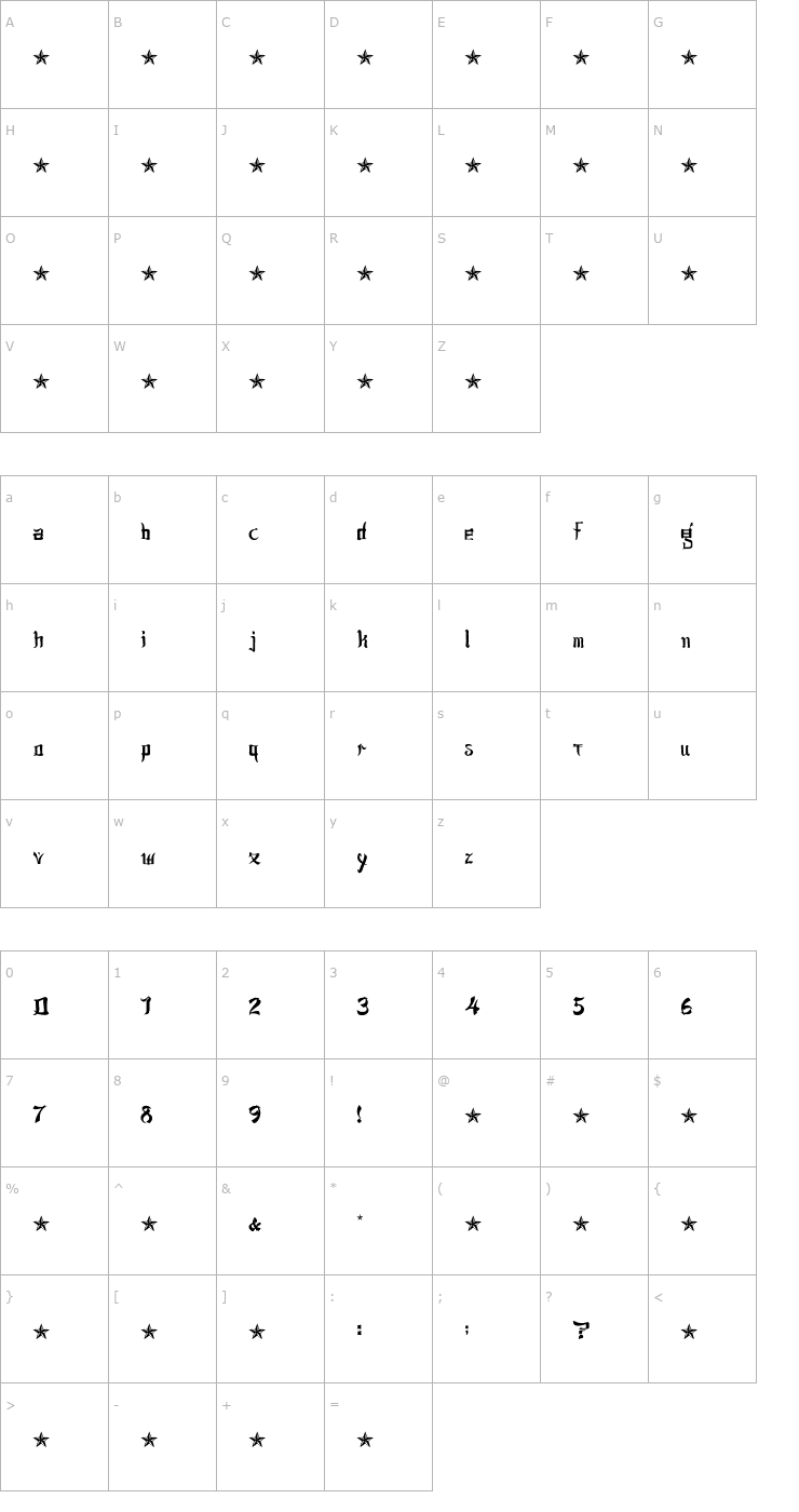 Character Map jsa lovechinese Font