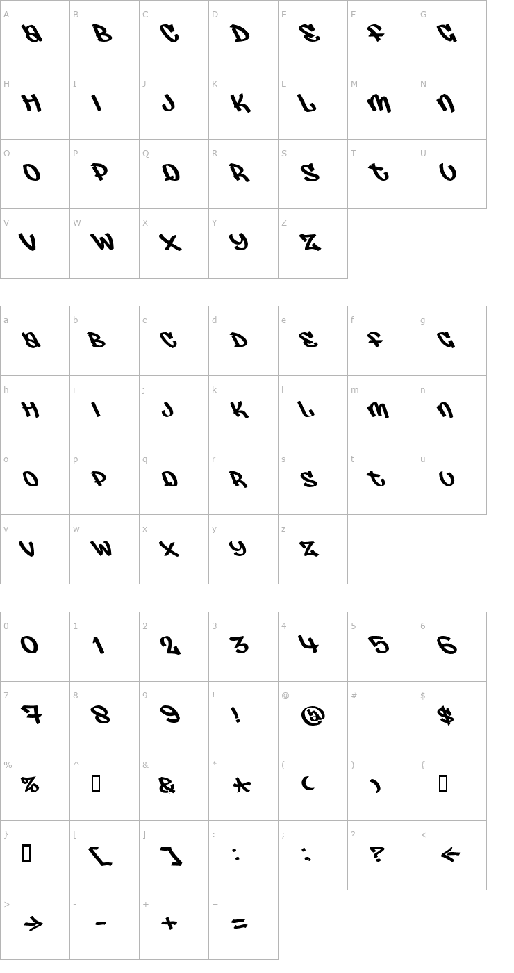 Character Map Judas Font