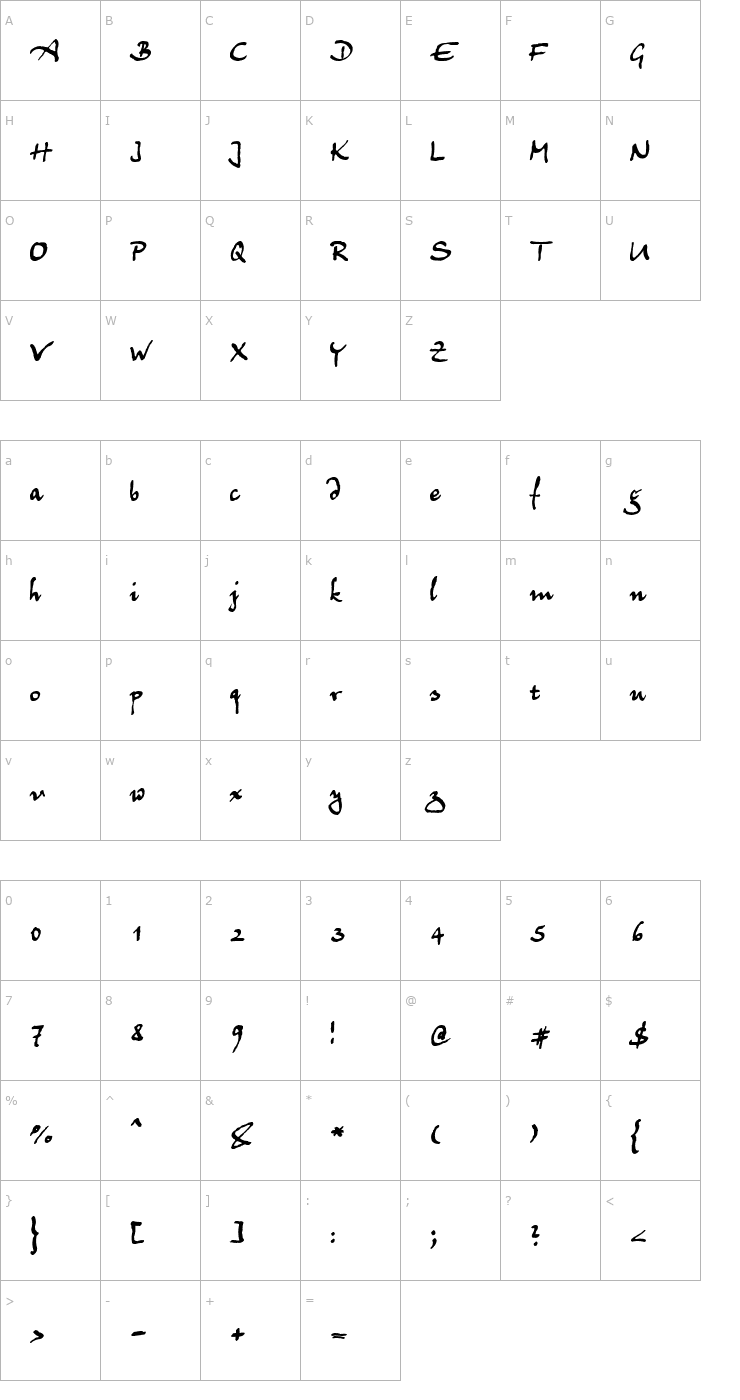 Character Map Juergen Font