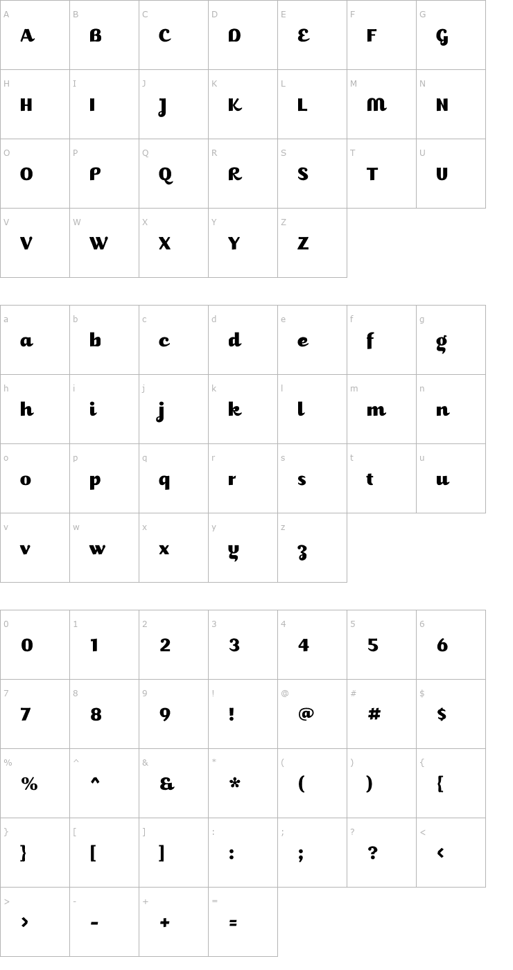 Character Map JuicyBold Font
