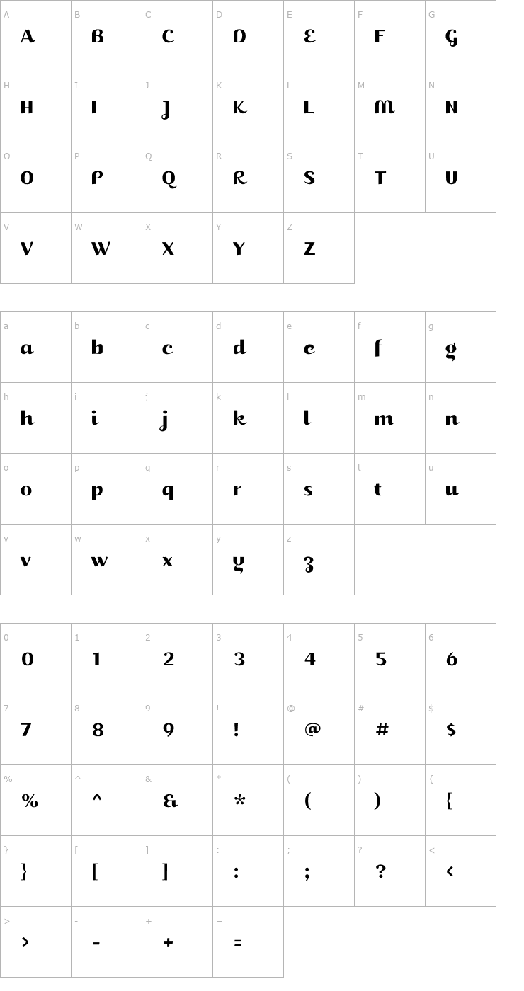 Character Map JuicyRegular Font