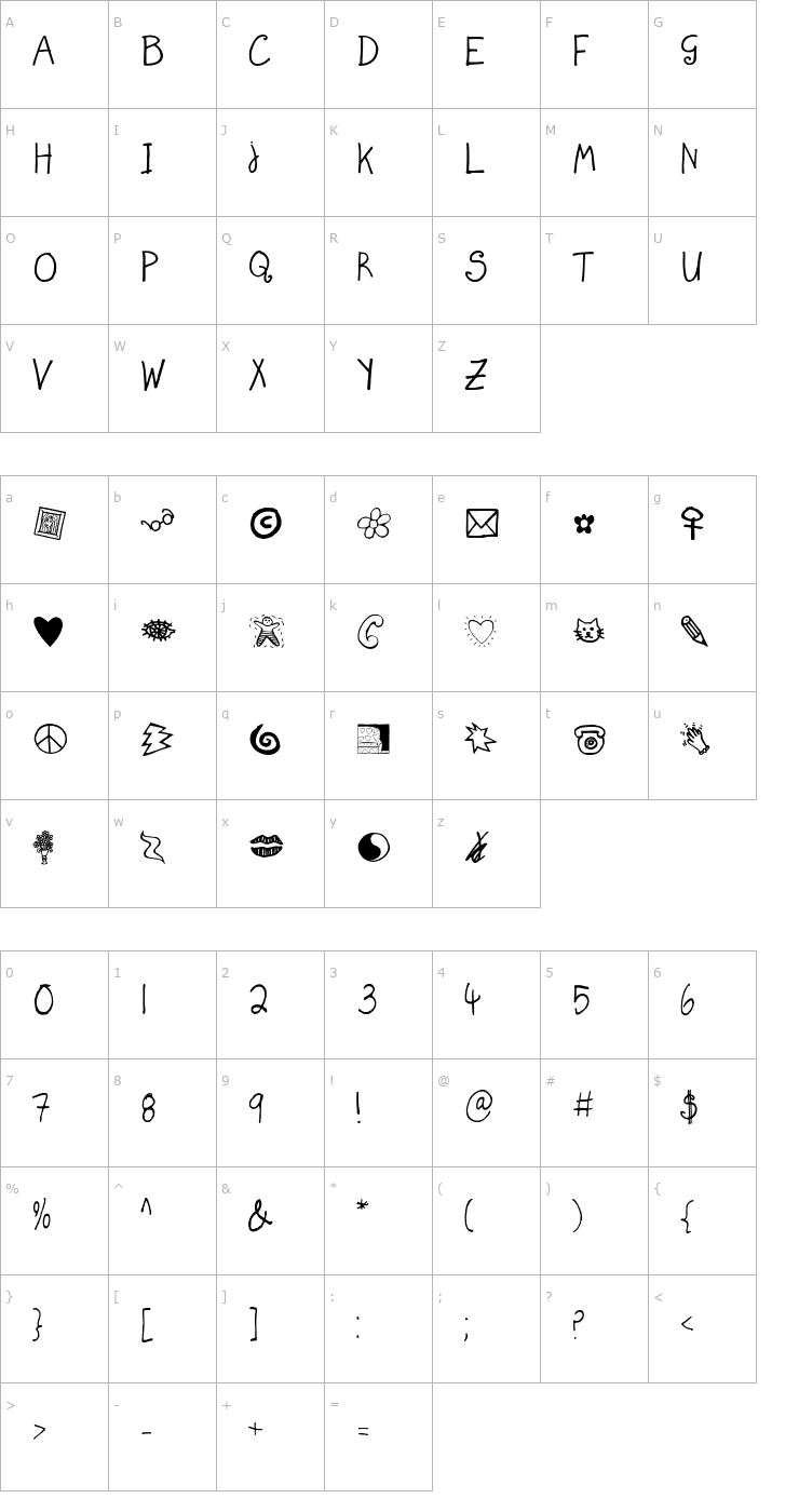 Character Map JULES P.C. WIMMIN Font