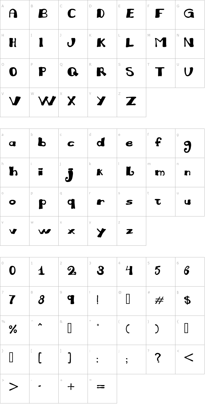 Character Map Juliana Font