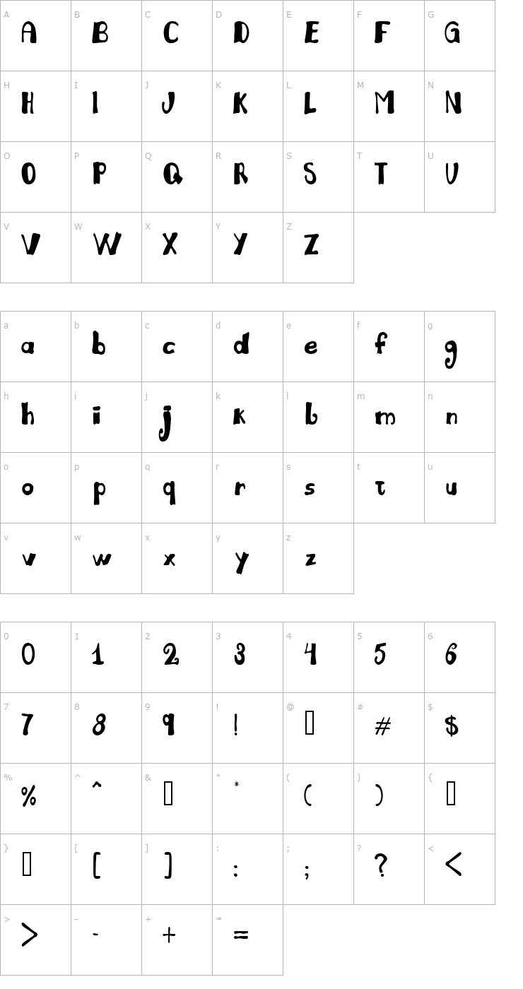 Character Map Juliana Light Font