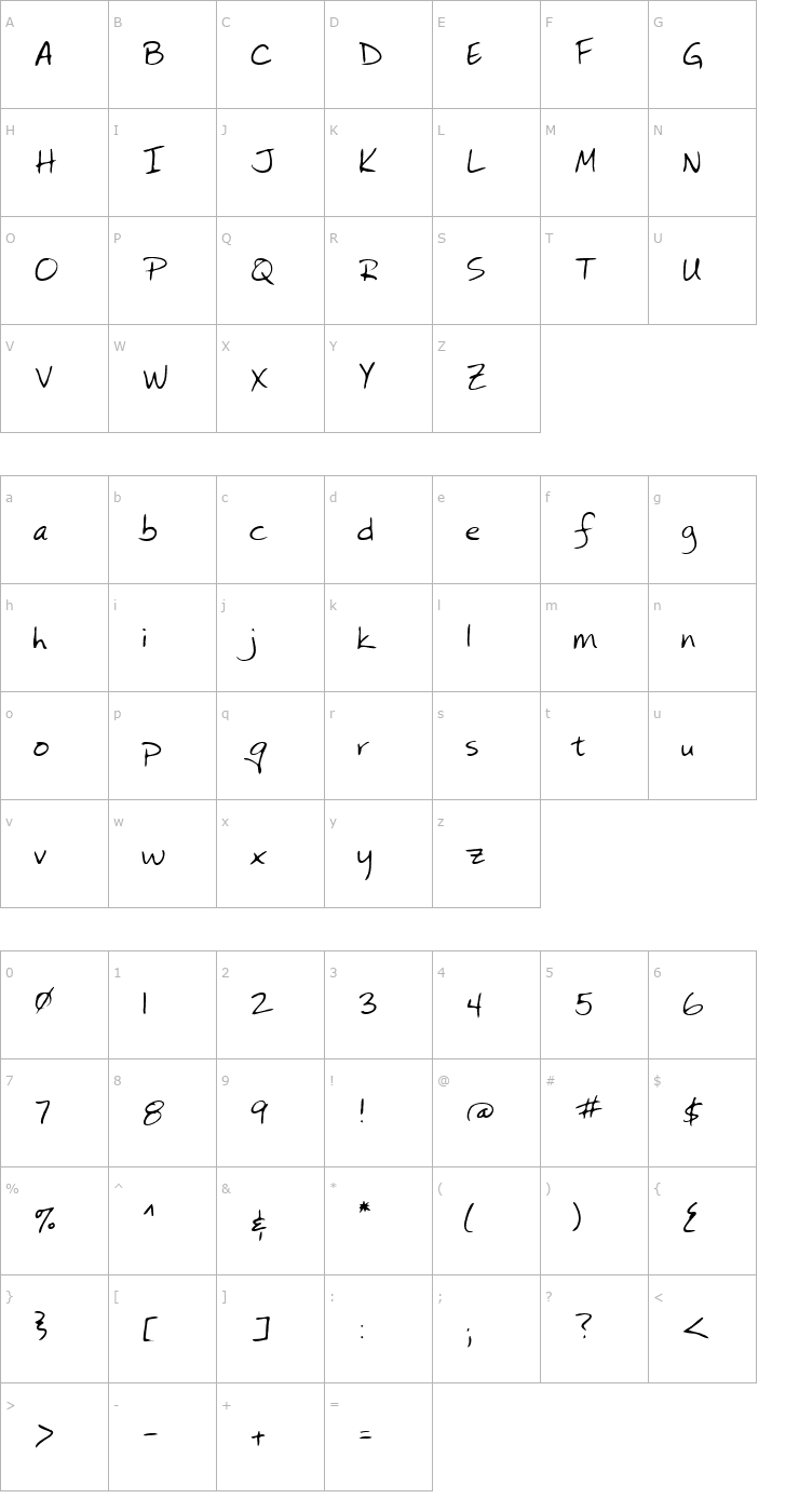 Character Map Julie Regular Font