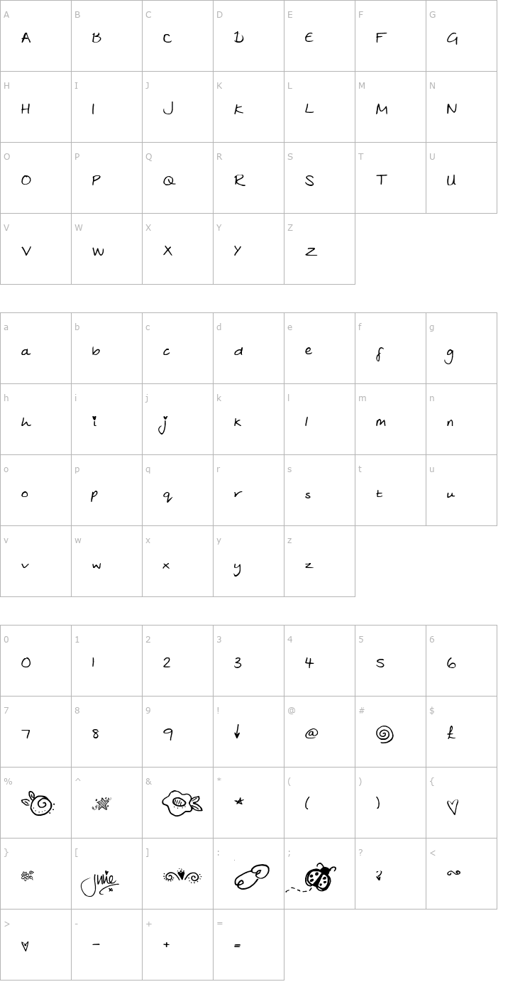 Character Map Julies Font