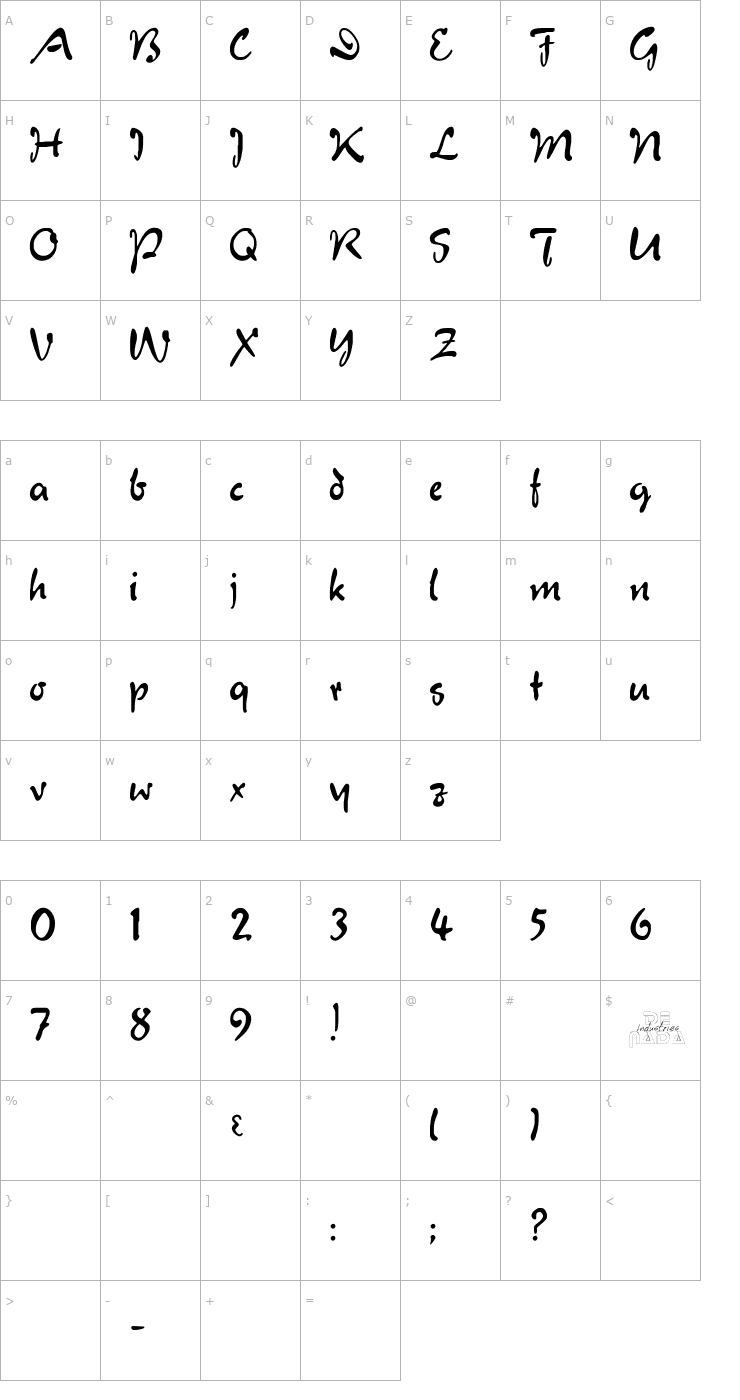 Character Map Juliet Regular Font