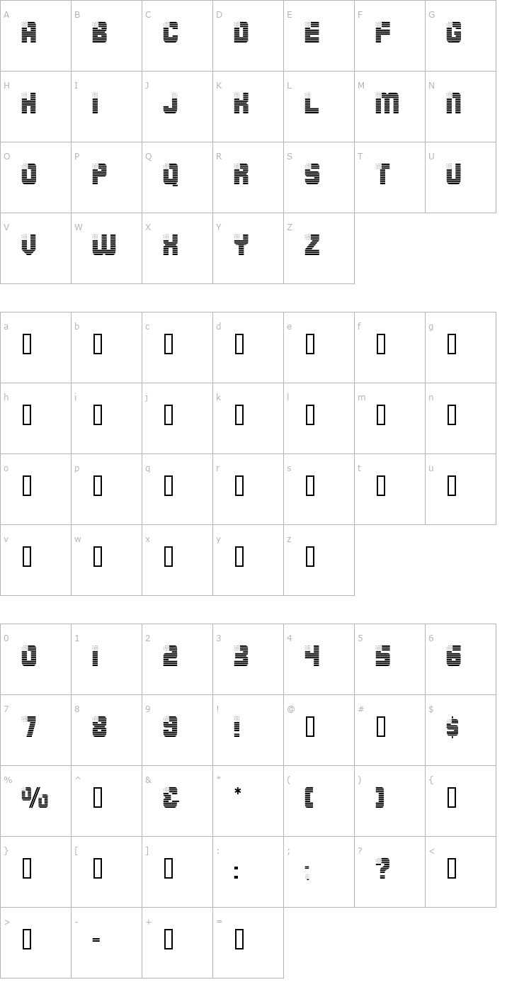 Character Map JulyFourth Caps Font