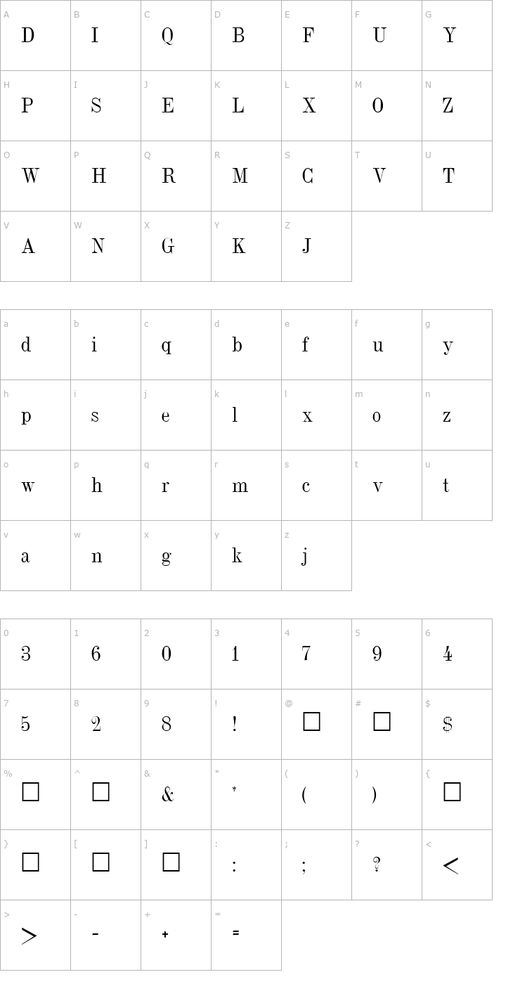 Character Map Jumble Plain Font